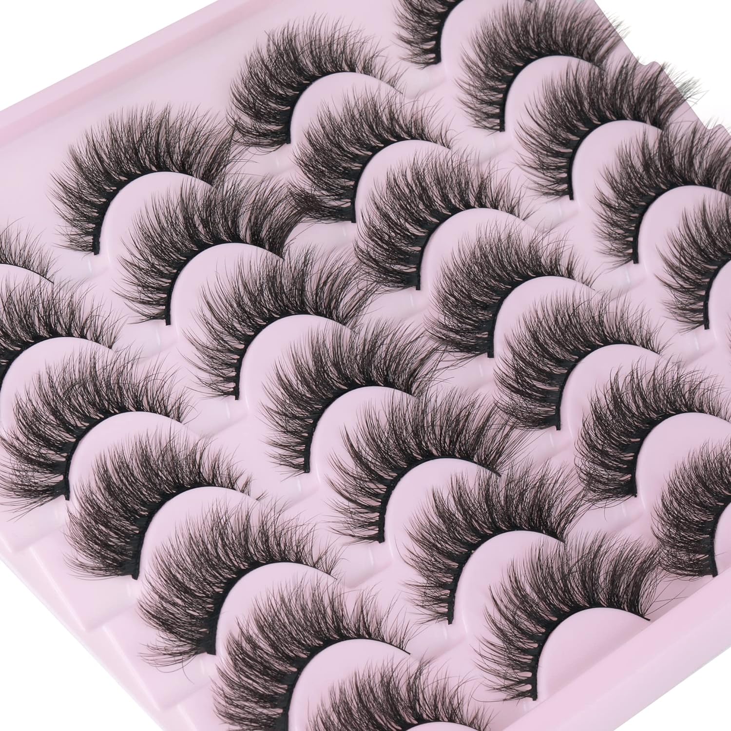 14 Pairs Wispy Mink Lashes Fluffy Eye Lashes Natural Look 5D Volume 16mm Fake Eyelashes Pack by TNFVLONEINS
