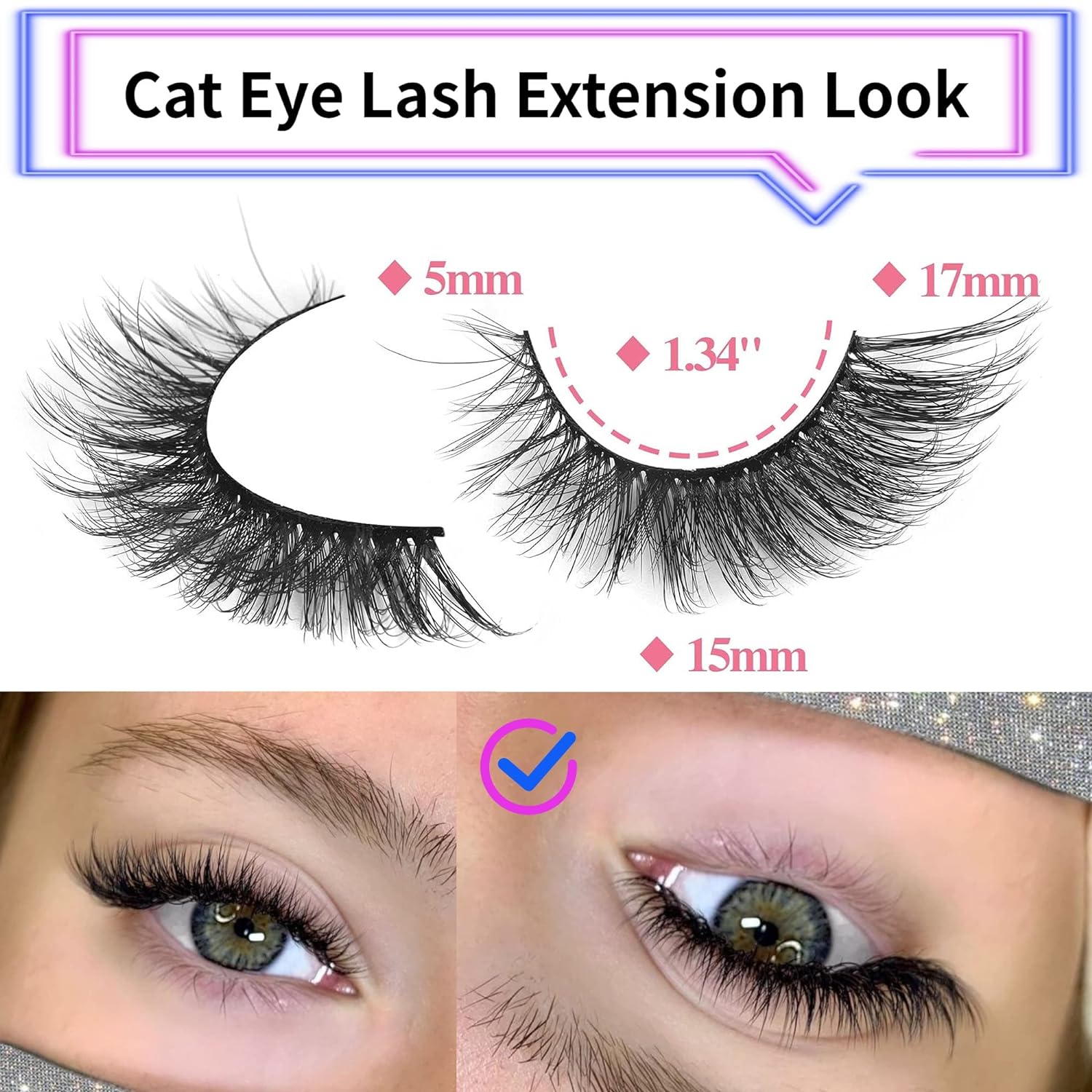 False Eyelashes Mink Lashes Natural Wispy Cat Eye Lashes Fluffy Pack 3D Strip Short Volume Fake Eyelashes 10 Pairs Fox Eye