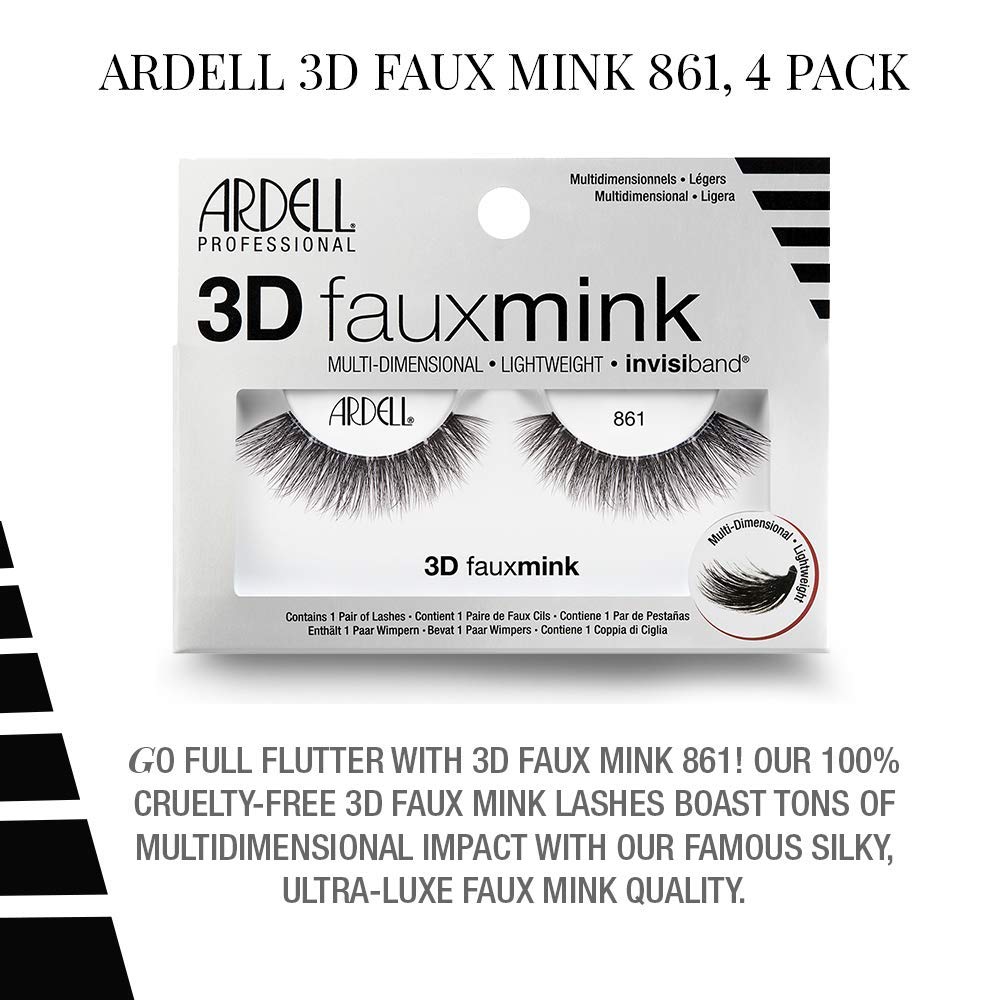Ardell False Eyelashes 3D Faux Mink 854, 4 pairs