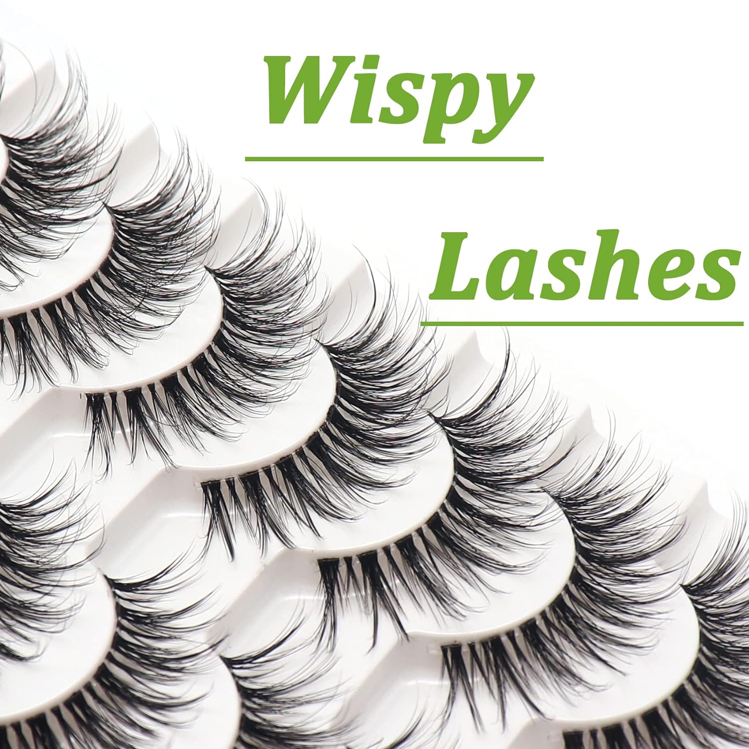 Losha Eyelashes Wispy Lashes Natural Look 8 Pairs Clear Band False Eyelashes Handmade Reusable Fake Eye Lashes Pack (G1)