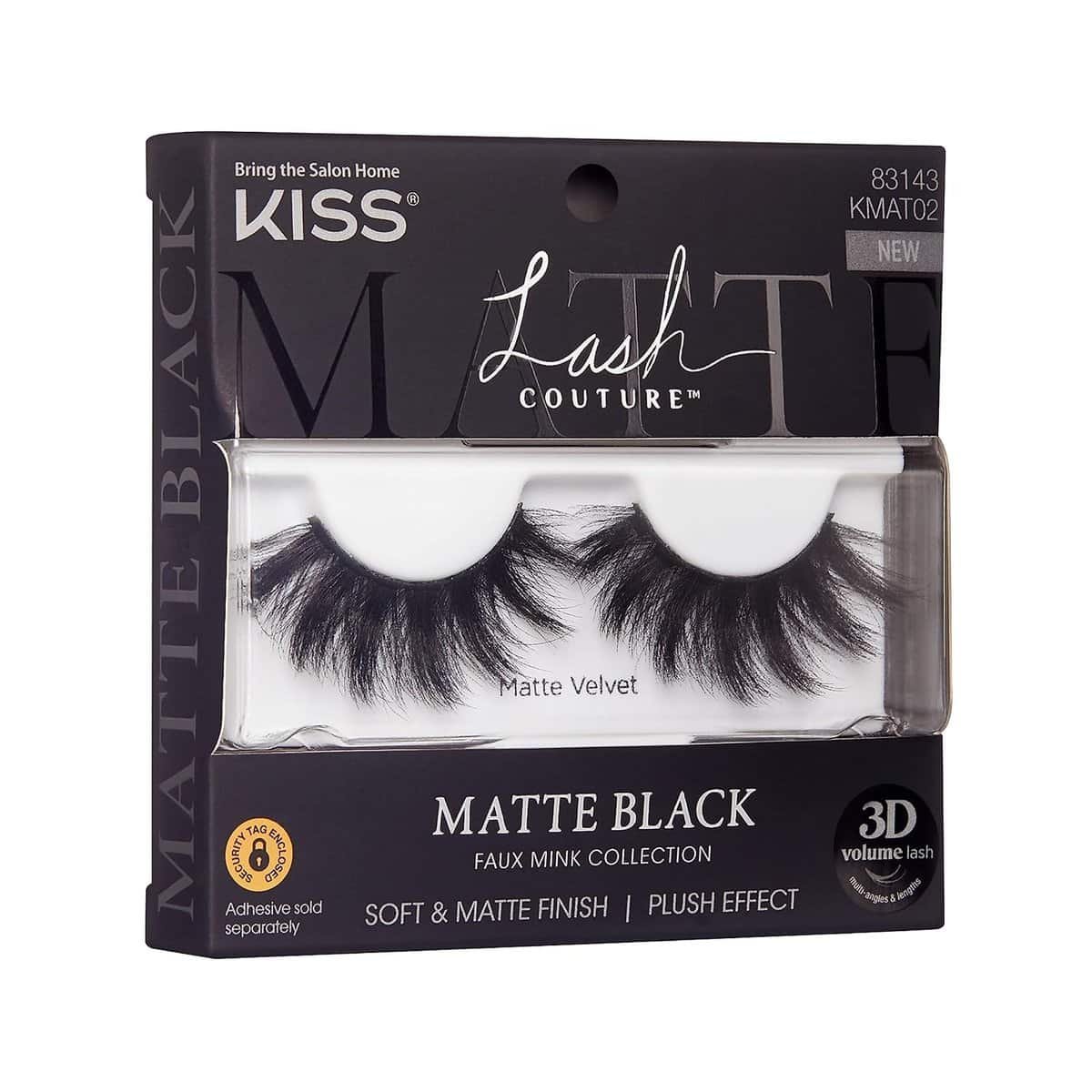 KISS Lash Couture Faux Mink 3D Matte False Eyelashes, Matte Velvet, 16 mm, Includes 1 Pair Of Lash, Contact Lens Friendly, Easy to Apply, Reusable Strip Lashes