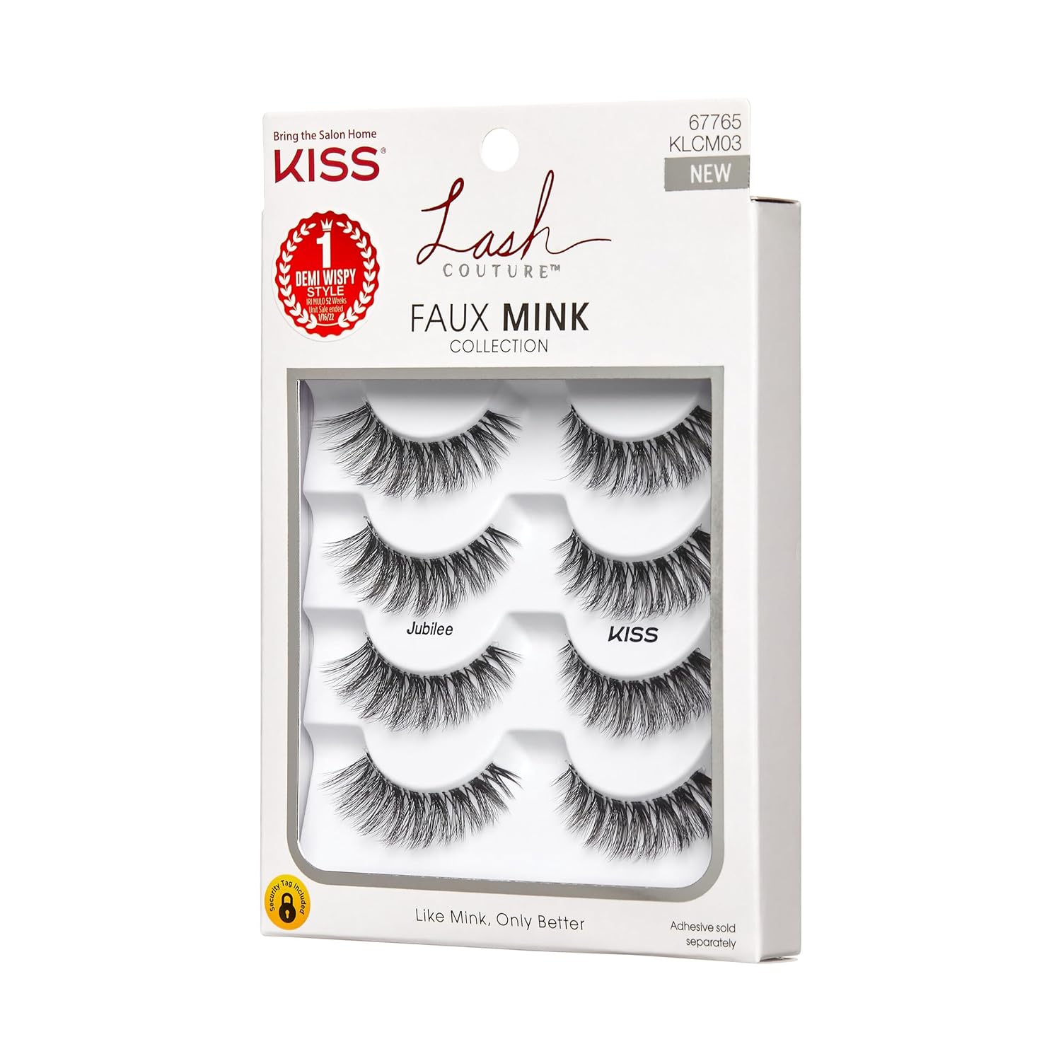 KISS Lash Couture, False Eyelashes, Jubilee, 10 mm, Includes 4 Pairs Of Lashes, Contact Lens Friendly, Easy to Apply, Reusable Strip Lashes, Glue On