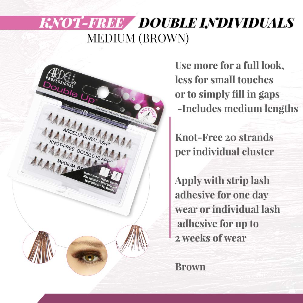 Ardell False Eyelashes Double Up Individuals, Knot-Free Short Black, 4 Pack