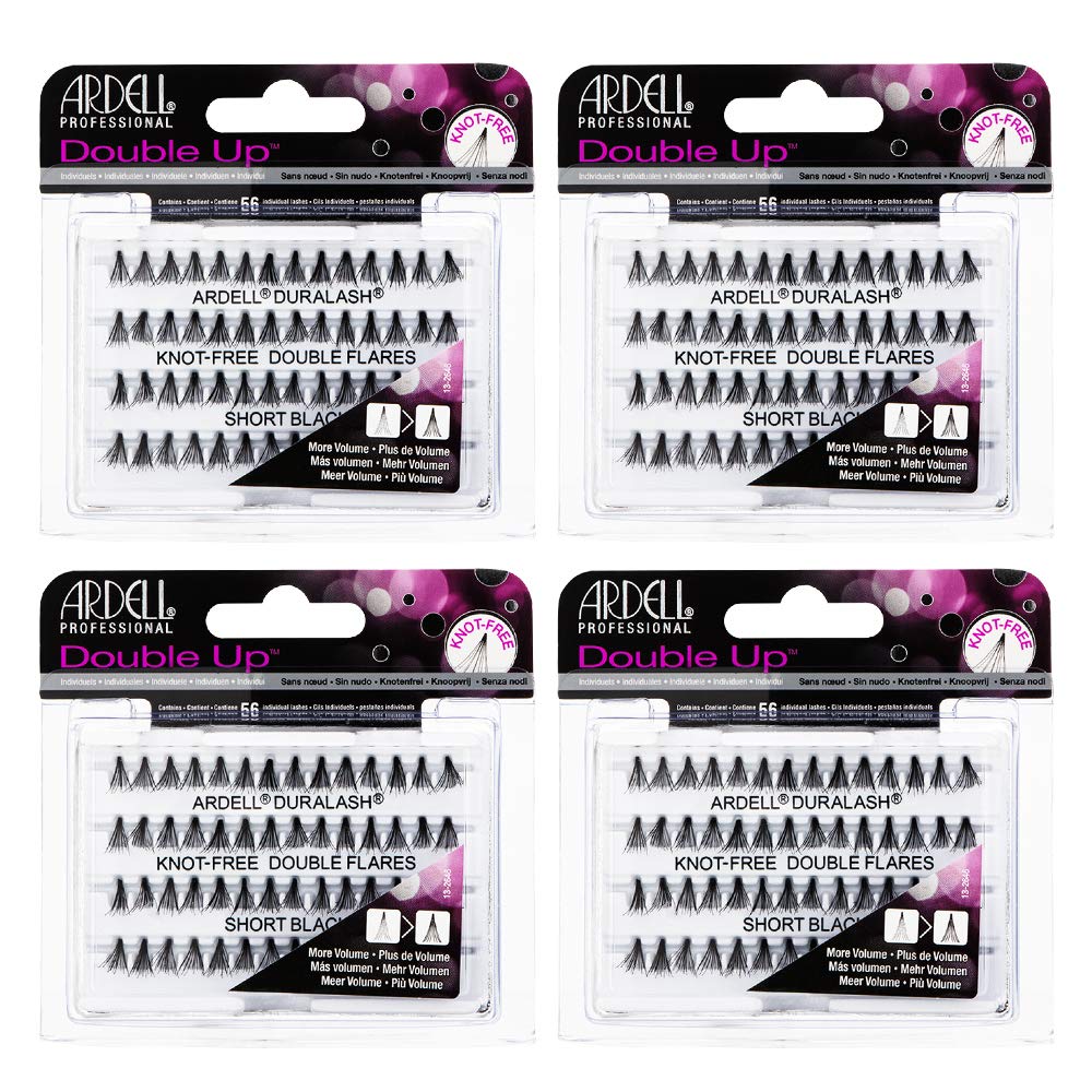 Ardell False Eyelashes Double Up Individuals, Knot-Free Short Black, 4 Pack