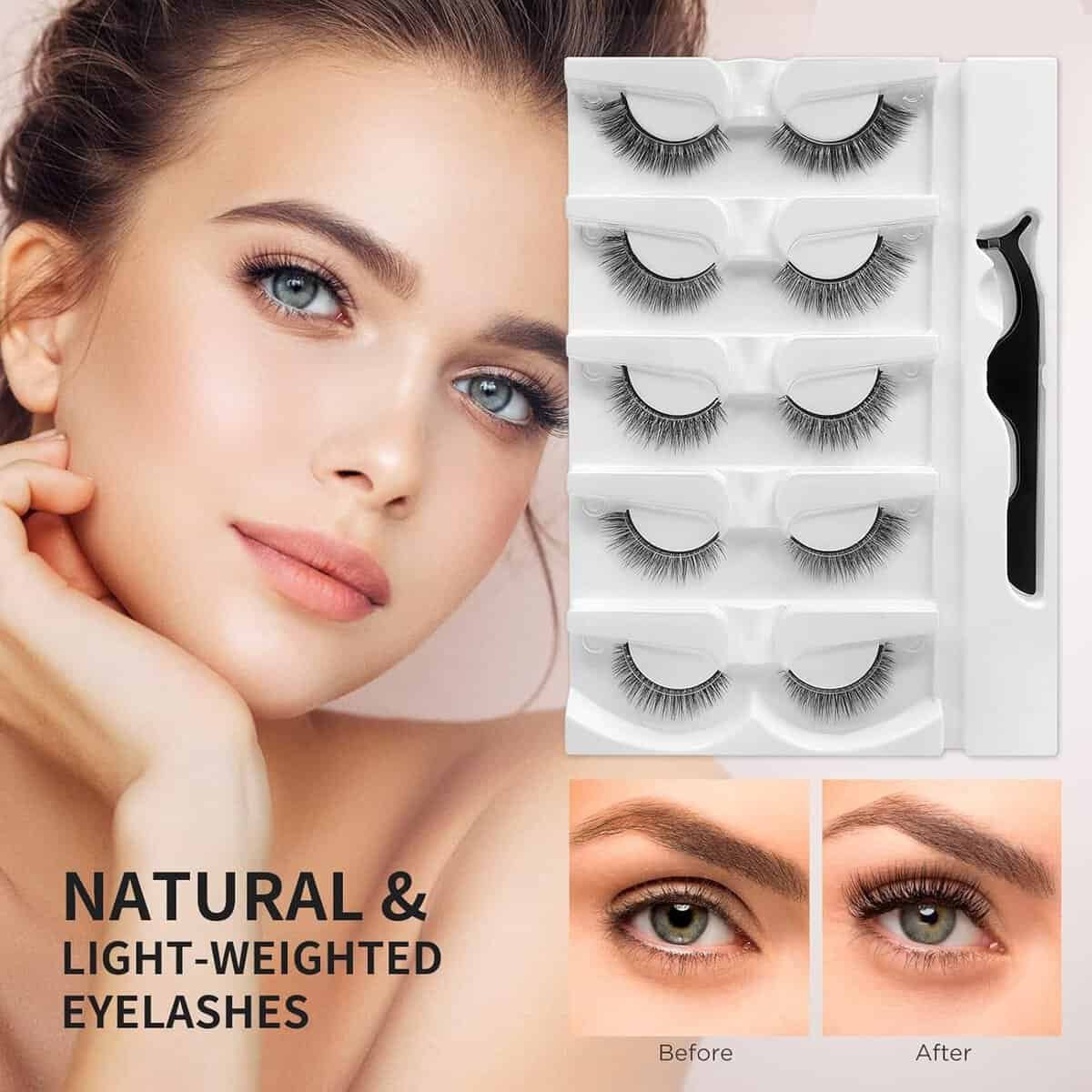 Reusable Self Adhesive Eyelashes Natural Look, No Eyeliner or Glue Needed and Easy to Put On, Reusable Self Sticking False Eyelashes (5pairs)… Reusable Self Adhesive Eyelashes Natural Look, No Eyeliner or Glue Needed and Easy to Put On, Reusable Self Sticking False Eyelashes (5pairs)…