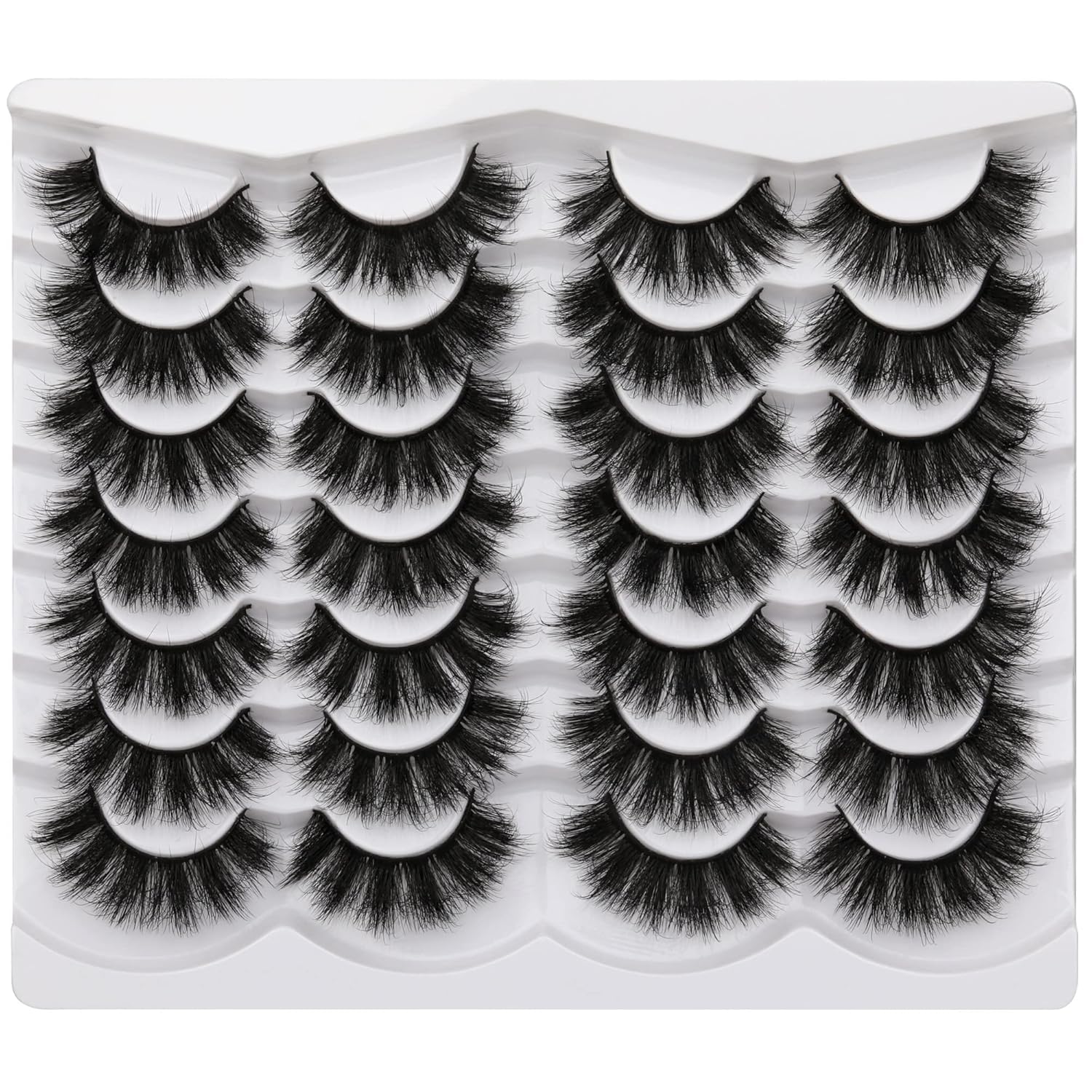 JIMIRE False Eyelashes Mink Fluffy Volume Lashes 3D Wispy Long Fake Eyelashes 14 Pairs Pack