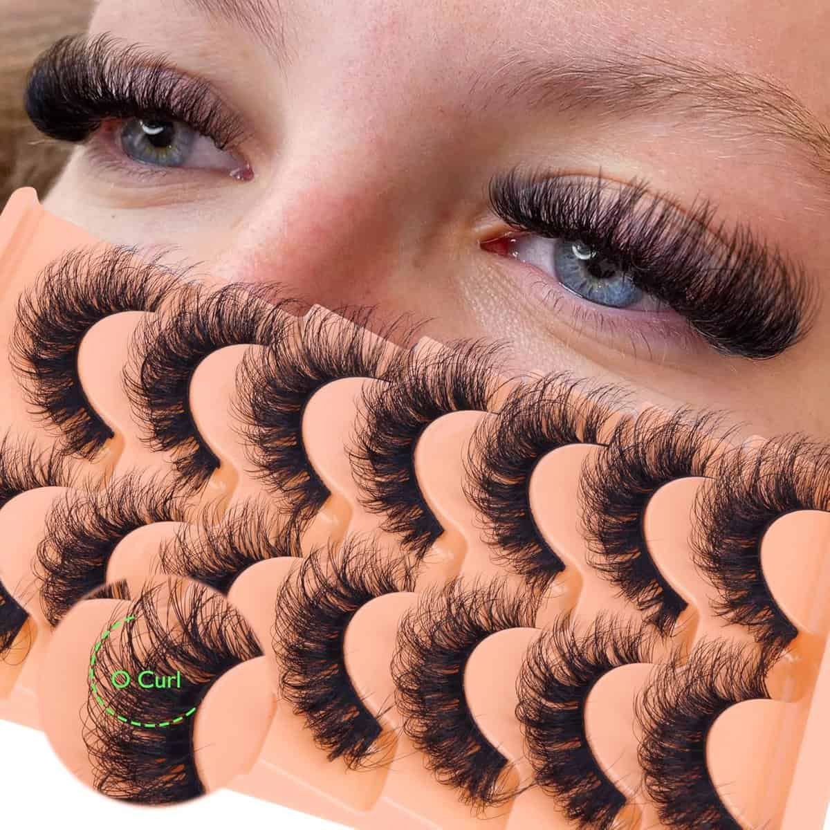 Eyelashes D Curl Russian Strip Lashes Wispy Cat Eye Lashes Mink Lashes Fluffy Natural Eyelashes 5D 18mm False Lashes 7 Pairs Fake Eyelashes by Goddvenus Eyelashes D Curl Russian Strip Lashes Wispy Cat Eye Lashes Mink Lashes Fluffy Natural Eyelashes 5D 18mm False Lashes 7 Pairs Fake Eyelashes by Goddvenus