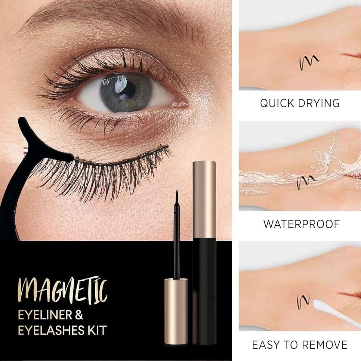 easbeauty 2020 Upgraded Magnetic Eyeliner and Eyelashes Kit, Magnetic Eyelashes with Eyeliner, False Lashes 5 Pairs with Tweezers, Easy to Wear easbeauty 2020 Upgraded Magnetic Eyeliner and Eyelashes Kit, Magnetic Eyelashes with Eyeliner, False Lashes 5 Pairs with Tweezers, Easy to Wear