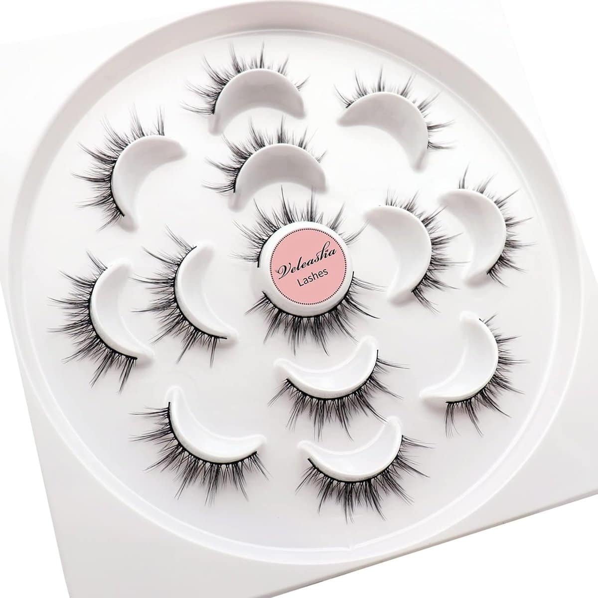 Veleasha Lashes 5D Faux Mink Lashes Fluffy False Eyelashes Handmade Eye Lashes Wispy Lightweight Fake Lashes Luxurious Volume Fake Eyelashes 7 Pairs Pack (Dubai)