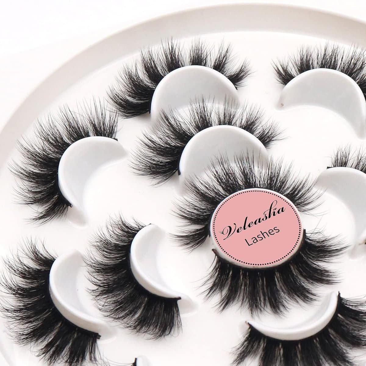 Veleasha Lashes 5D Faux Mink Lashes Fluffy False Eyelashes Handmade Eye Lashes Wispy Lightweight Fake Lashes Luxurious Volume Fake Eyelashes 7 Pairs Pack (Dubai)