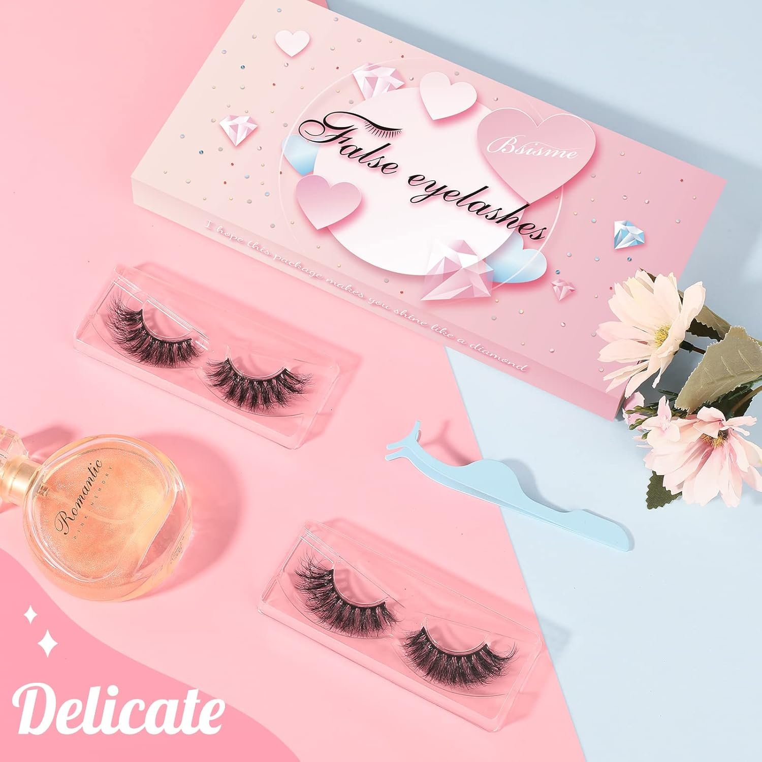 Bsisme False Eyelashes Cat-Eye Wispy Mink Eyelashes Natural Look Faux Fluffy Fake Eyelashes Cluster Long Full Extension Volume Thick Eye Lashes Soft Lightweight Reusable Lash (5 Pairs Pack)