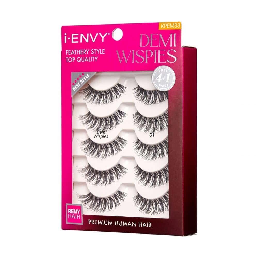 i-ENVY 5 Pairs Demi Wispies False Lashes Multi Pack Natural Look Premium 100% Human Hair Fluffy Eyelashes, Volume Curl, Lightweight, Comfortable, Reusable i-ENVY 5 Pairs Demi Wispies False Lashes Multi Pack Natural Look Premium 100% Human Hair Fluffy Eyelashes, Volume Curl, Lightweight, Comfortable, Reusable