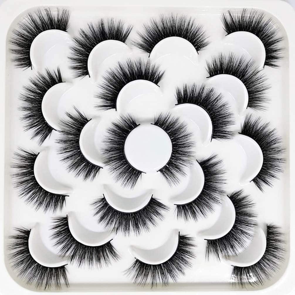 Losha Lashes 6 Pairs Fluffy False Eyelashes for Women 20mm Long Dramatic Faux Mink Strip 5D Lashes Pack for Gorgeous Makeup