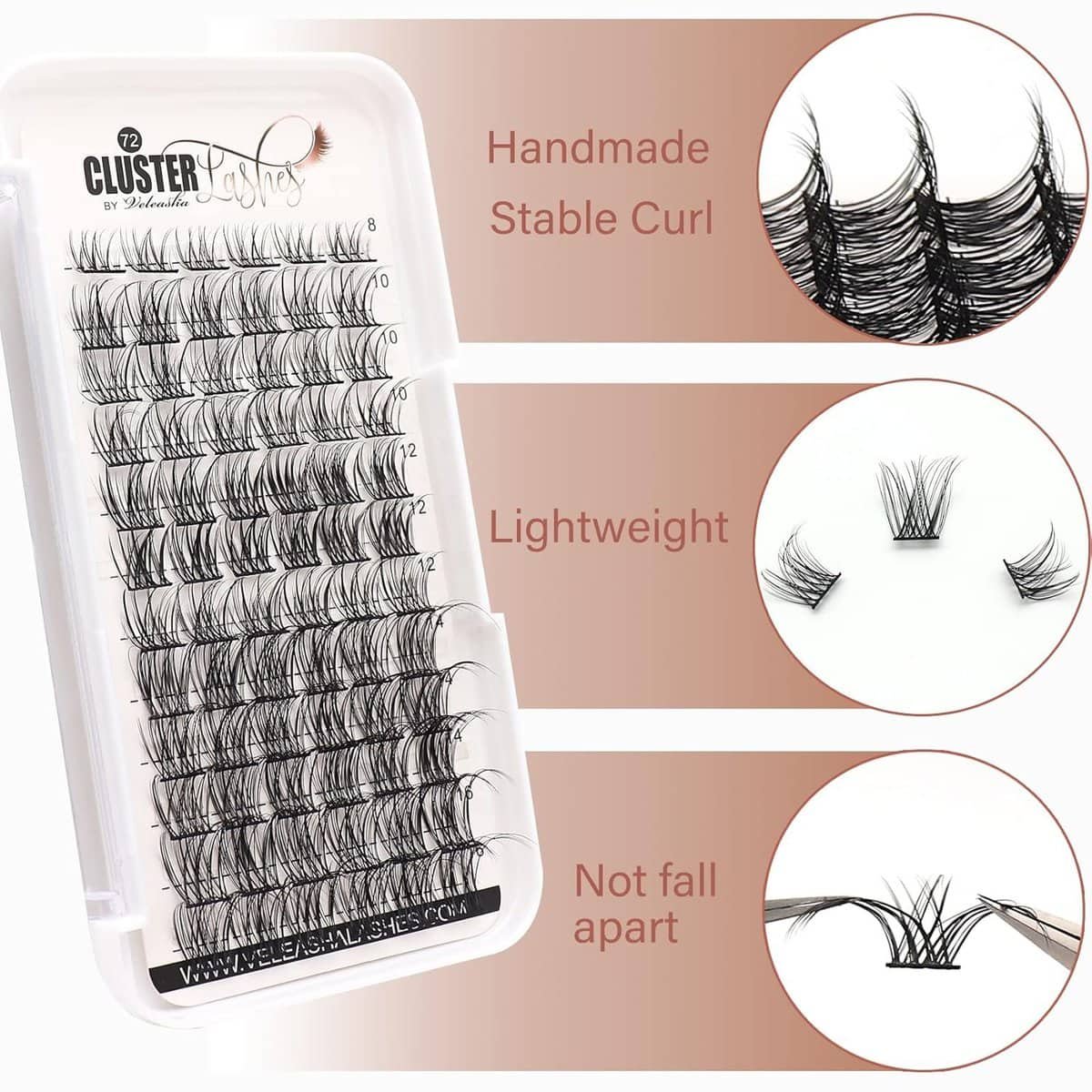 Veleasha Lash Clusters 120pcs D Curl Clusters Lashes Volume Individual Lashes Wispy DIY Lash Extensions Fake Eyelashes Mix Length 8/10/12/14/16mm at Home Lash Extension Clusters (10R,B10-D,8-16MM)