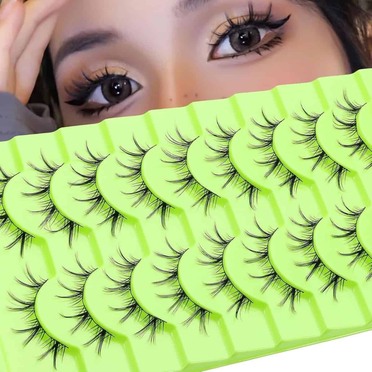Manga Lashes Natural Look Japanese Anime Lashes Korean Asian Wispy Spiky Lashes with Clear Band Short Fake Eyelash 10 Pairs Pack by outopen Manga Lashes Natural Look Japanese Anime Lashes Korean Asian Wispy Spiky Lashes with Clear Band Short Fake Eyelash 10 Pairs Pack by outopen