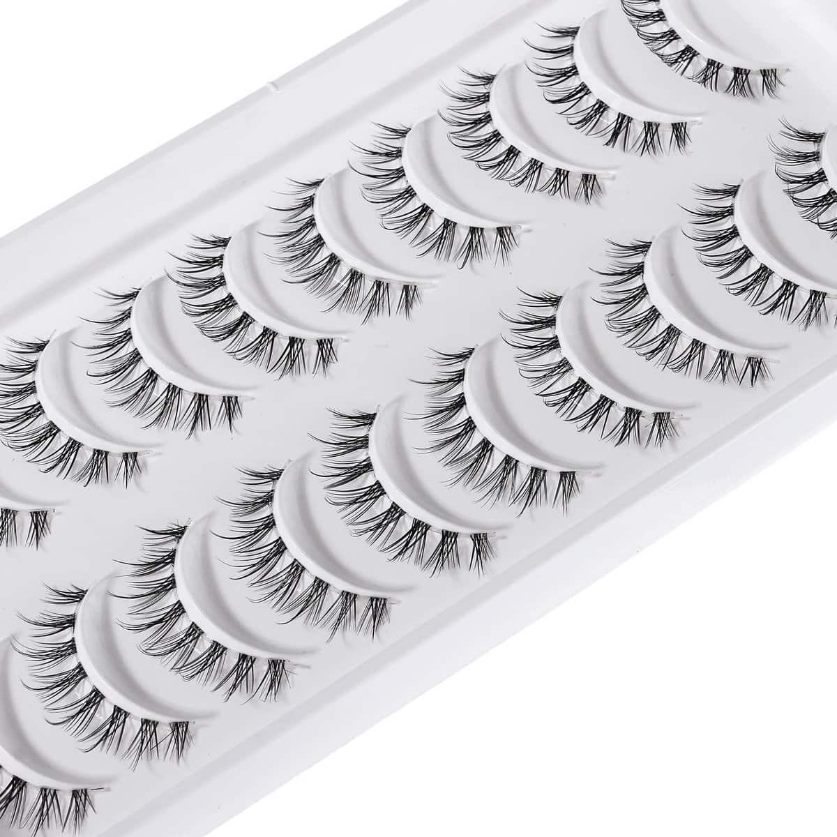 Manga Lashes Natural Look Japanese Anime Lashes Korean Asian Wispy Spiky Lashes with Clear Band Short Fake Eyelash 10 Pairs Pack by outopen Manga Lashes Natural Look Japanese Anime Lashes Korean Asian Wispy Spiky Lashes with Clear Band Short Fake Eyelash 10 Pairs Pack by outopen
