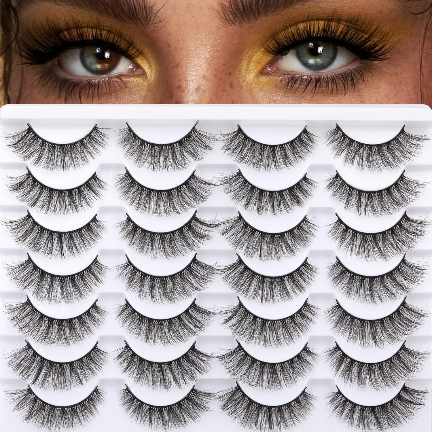 Newcally Lashes Mink Natural Look Cat Eye Wispy False Eyelashes Fluffy Volume Long Fake Eye Lashes Pack 3D Strip Faux Mink Eyelashes 14 Pairs Newcally Lashes Mink Natural Look Cat Eye Wispy False Eyelashes Fluffy Volume Long Fake Eye Lashes Pack 3D Strip Faux Mink Eyelashes 14 Pairs