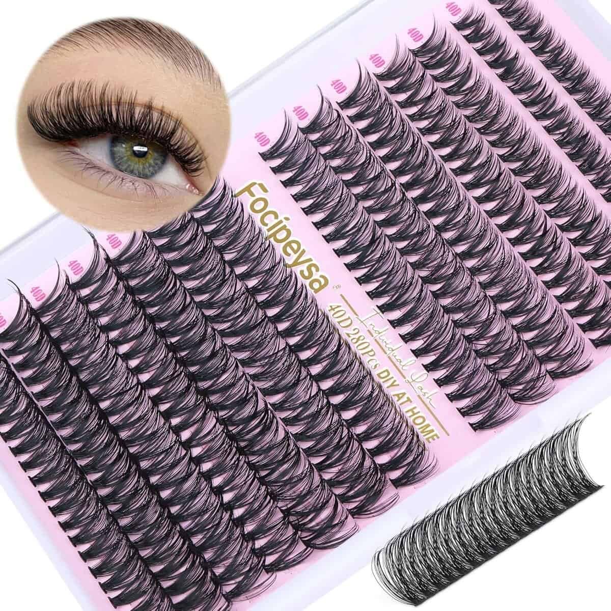 DIY Clusters Lashes 280pcs Individual Eyelashes Extension 40D Lash Clusters that Look Like Extensions D Curl DIY Clusters Lash Extension Self Application at Home by Focipeysa (40D-0.07D-9m-16mm Mixed)