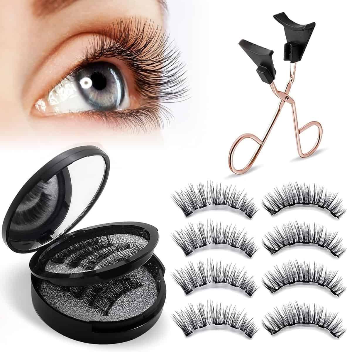 iTecFreely Magnetic Eyelashes, 3D Natural Look False Lashes No Glue, Light Weight  Reusable Magnetic Eyelashes without Eyeliner