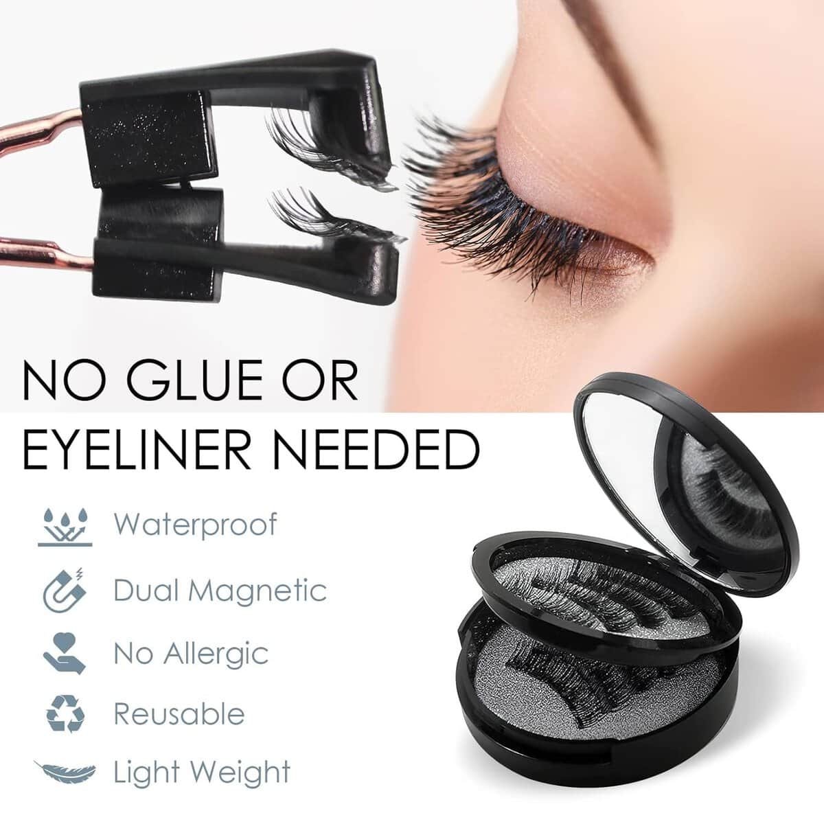 iTecFreely Magnetic Eyelashes, 3D Natural Look False Lashes No Glue, Light Weight  Reusable Magnetic Eyelashes without Eyeliner