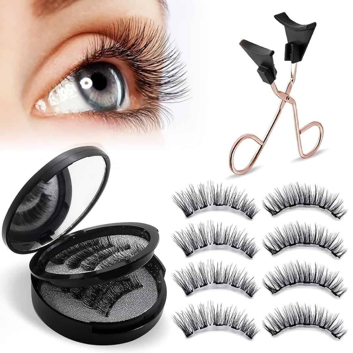 iTecFreely Magnetic Eyelashes, 3D Natural Look False Lashes No Glue, Light Weight  Reusable Magnetic Eyelashes without Eyeliner