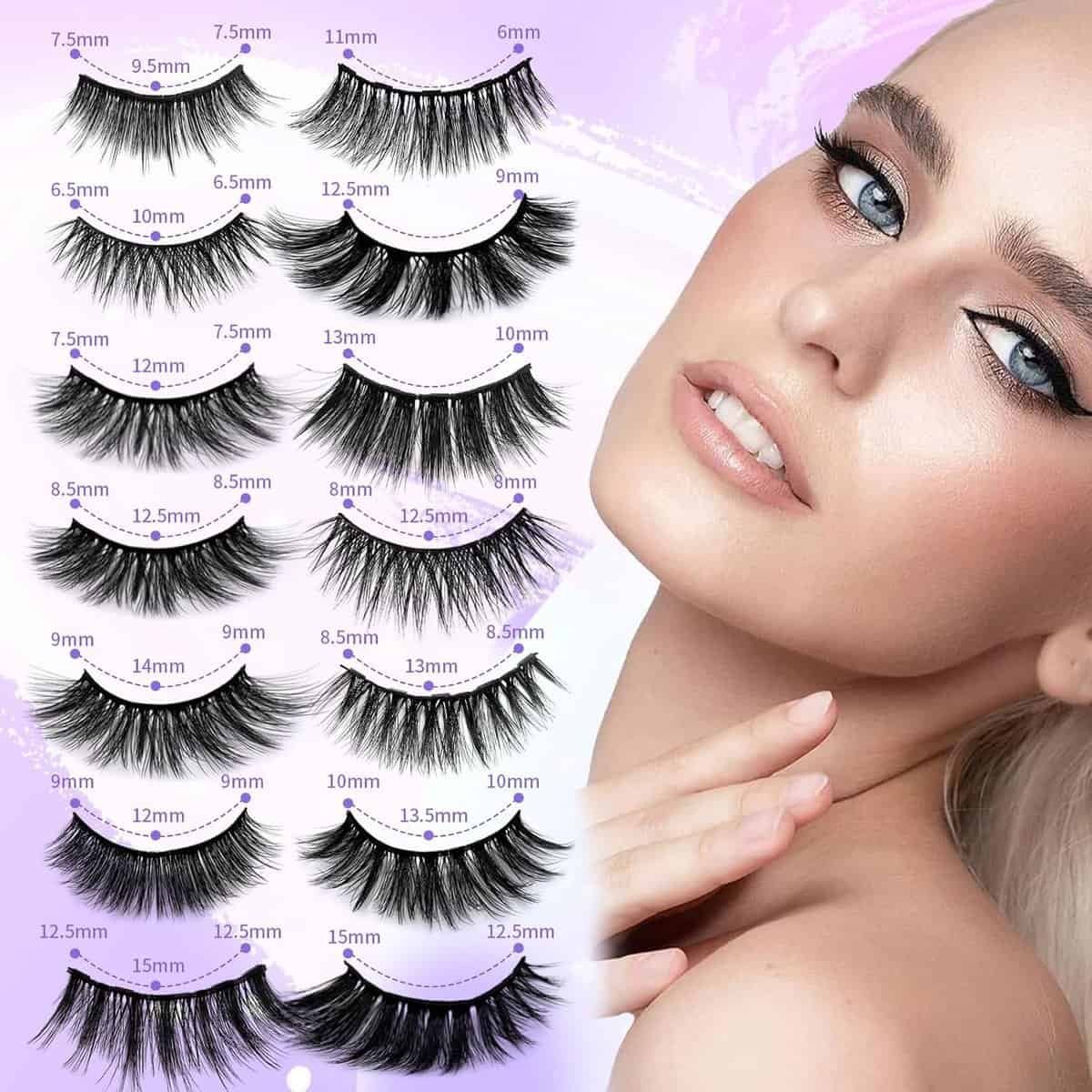 14 Pairs Magnetic Eyelashes and Eyeliner Kit, Long-lasting False Eyelashes with Magnetic Eyeliner  Tweezers, Reusable Magnetic lashes Natural Look, No Glue Needed