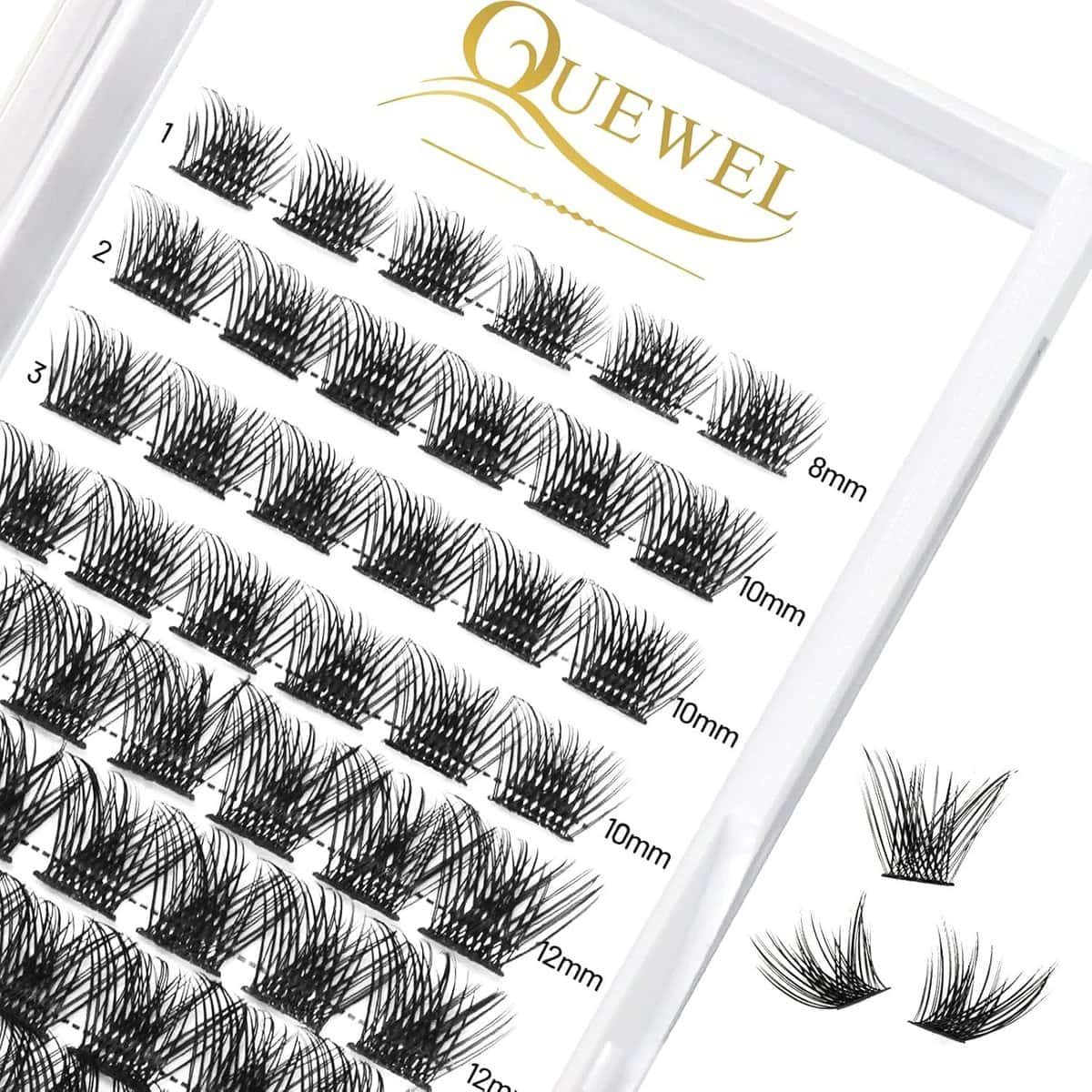 QUEWEL Cluster Lashes 72 Pcs Wide Stem Individual Lashes C/D Curl 8-16mm Length DIY Eyelash Extension False Eyelashes Soft for Personal Makeup Use at Home (H03-D-MIX8-16) QUEWEL Cluster Lashes 72 Pcs Wide Stem Individual Lashes C/D Curl 8-16mm Length DIY Eyelash Extension False Eyelashes Soft for Personal Makeup Use at Home (H03-D-MIX8-16)