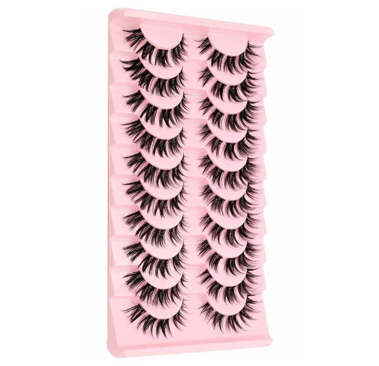 10 Pairs Manga Lash Clusters Cat Eye Lashes Japanese Makeup 16mm D Curl Wispy Anime Lash Clusters Spiky Wet Look Eyelashes Individual Cluster Lashes for Women Copslay Makeup（07）