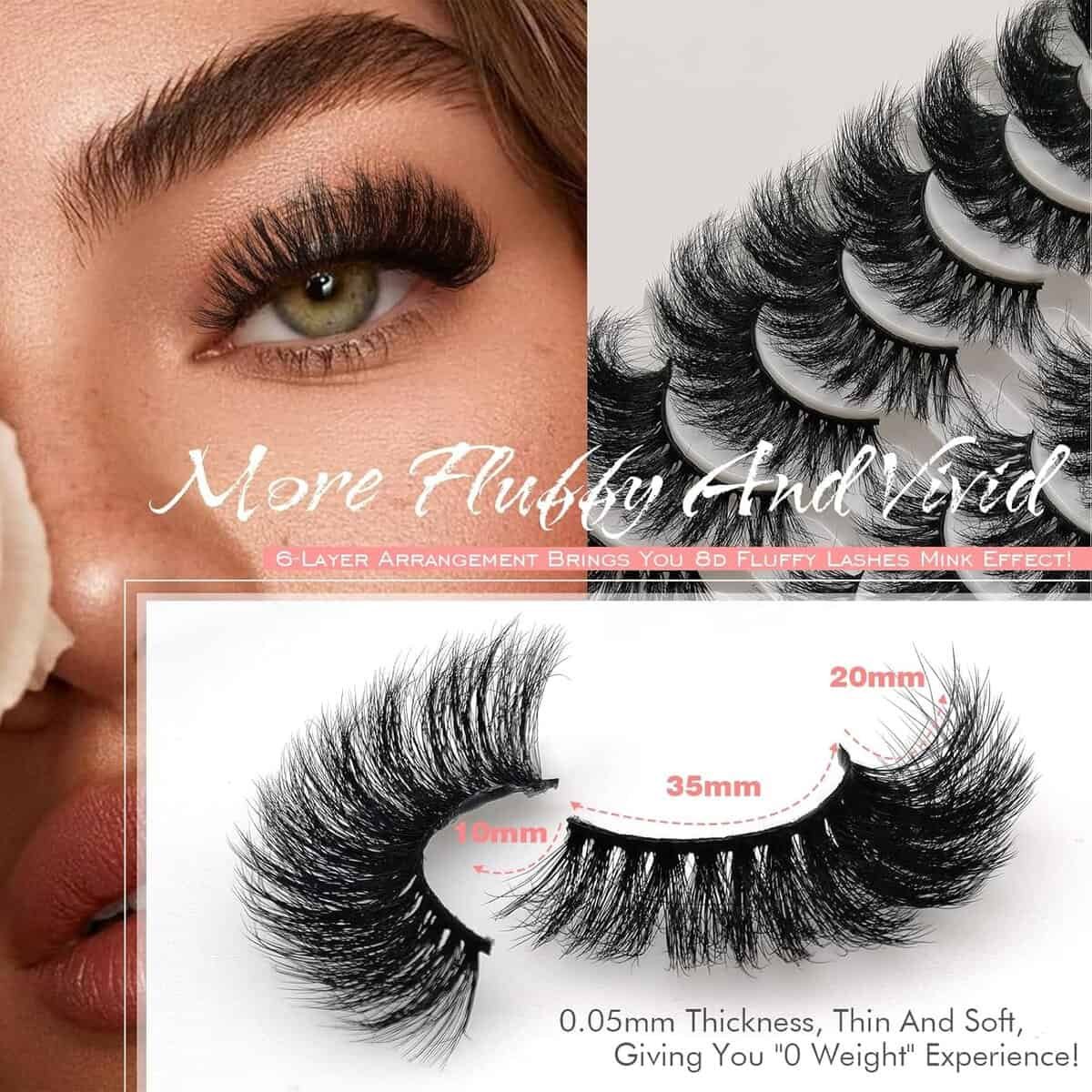 royaomis Fluffy Mink Lashes 20mm Cat-Eye Faux Mink Eyelashes 10 Pairs, 8d Dramatic Long Thick Volume Fake Eyelashes by Royaomis(Z67) royaomis Fluffy Mink Lashes 20mm Cat-Eye Faux Mink Eyelashes 10 Pairs, 8d Dramatic Long Thick Volume Fake Eyelashes by Royaomis(Z67)