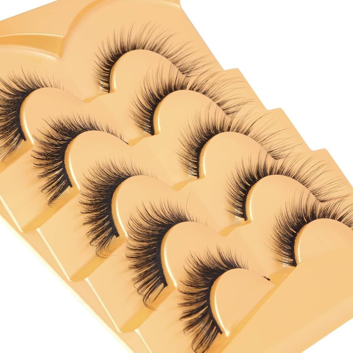 Cat Eye Lashes L Curl Fox Eyelashes Wispy Angel Wing Lashes 5 Pairs Natural Looking False Lashes with Eyelash Applicator and Lash Glue by Mavphnee