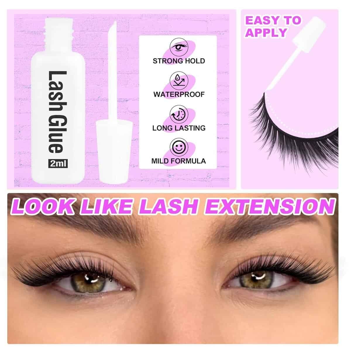 Cat Eye Lashes L Curl Fox Eyelashes Wispy Angel Wing Lashes 5 Pairs Natural Looking False Lashes with Eyelash Applicator and Lash Glue by Mavphnee