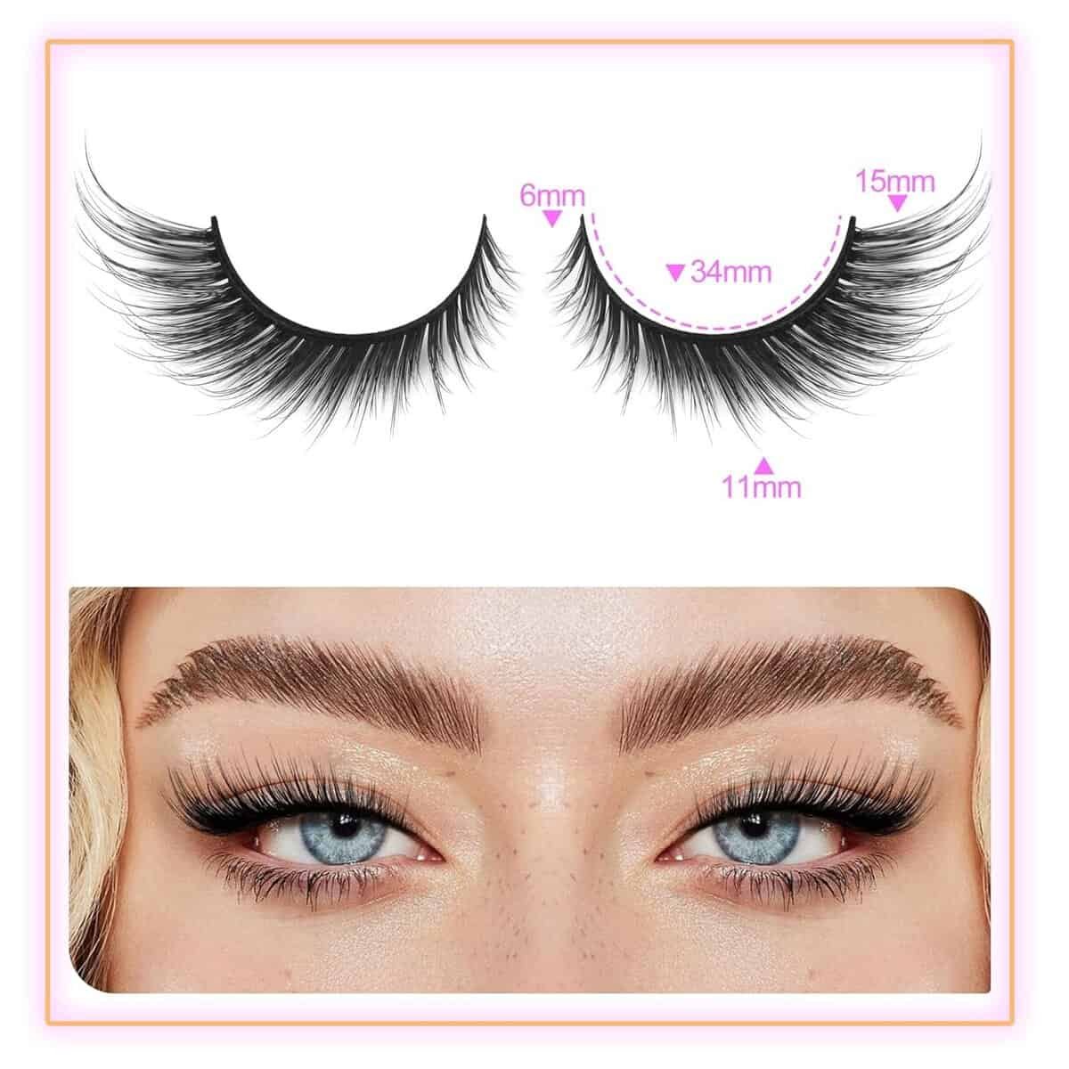 Cat Eye Lashes L Curl Fox Eyelashes Wispy Angel Wing Lashes 5 Pairs Natural Looking False Lashes with Eyelash Applicator and Lash Glue by Mavphnee