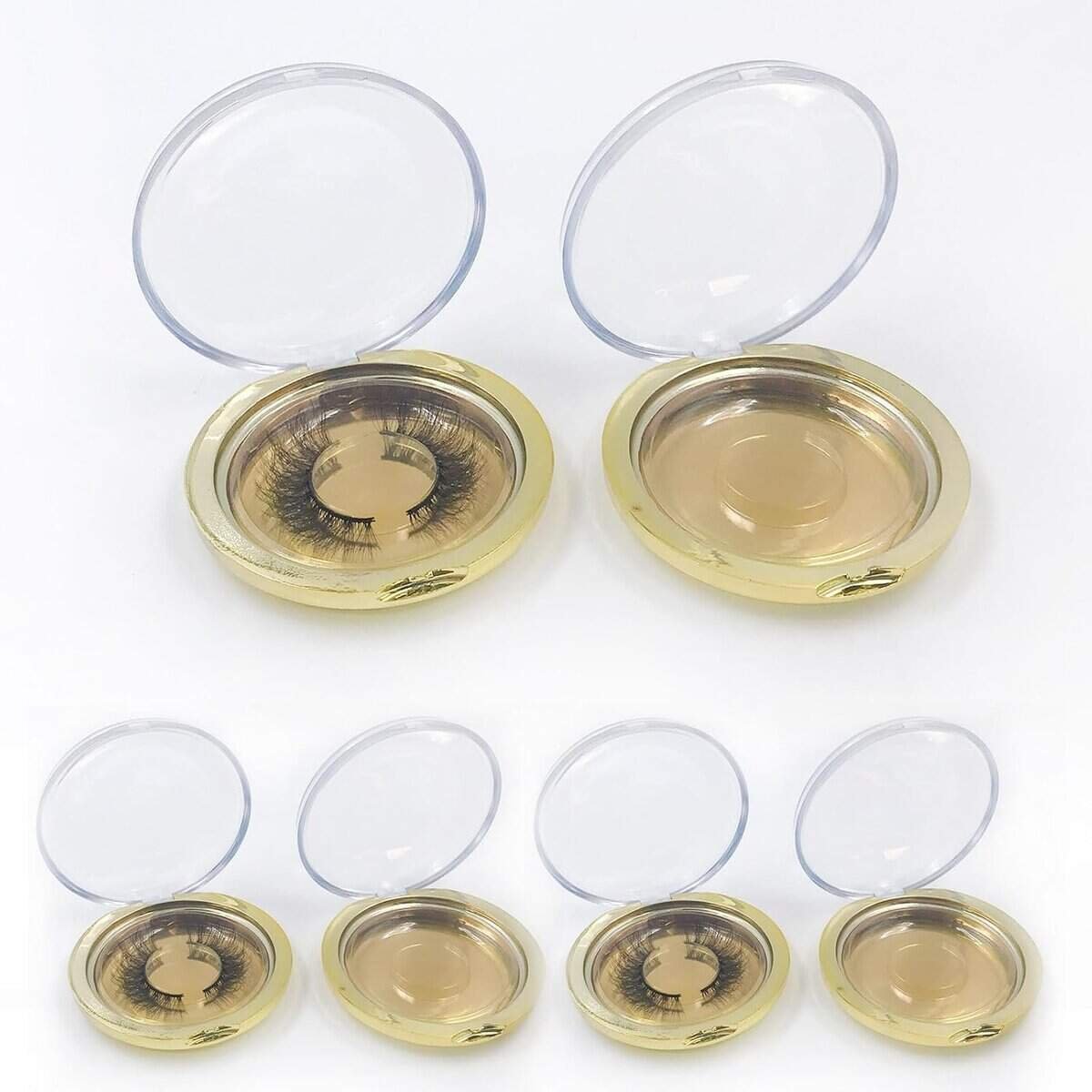 IFLOVEDEKD 10 Pack Eyelash Storage Case Holder, Empty Lash Case Eyelash Packaging Box Eyelash Storage Box Travel for for Ladies and Girls(Gold)