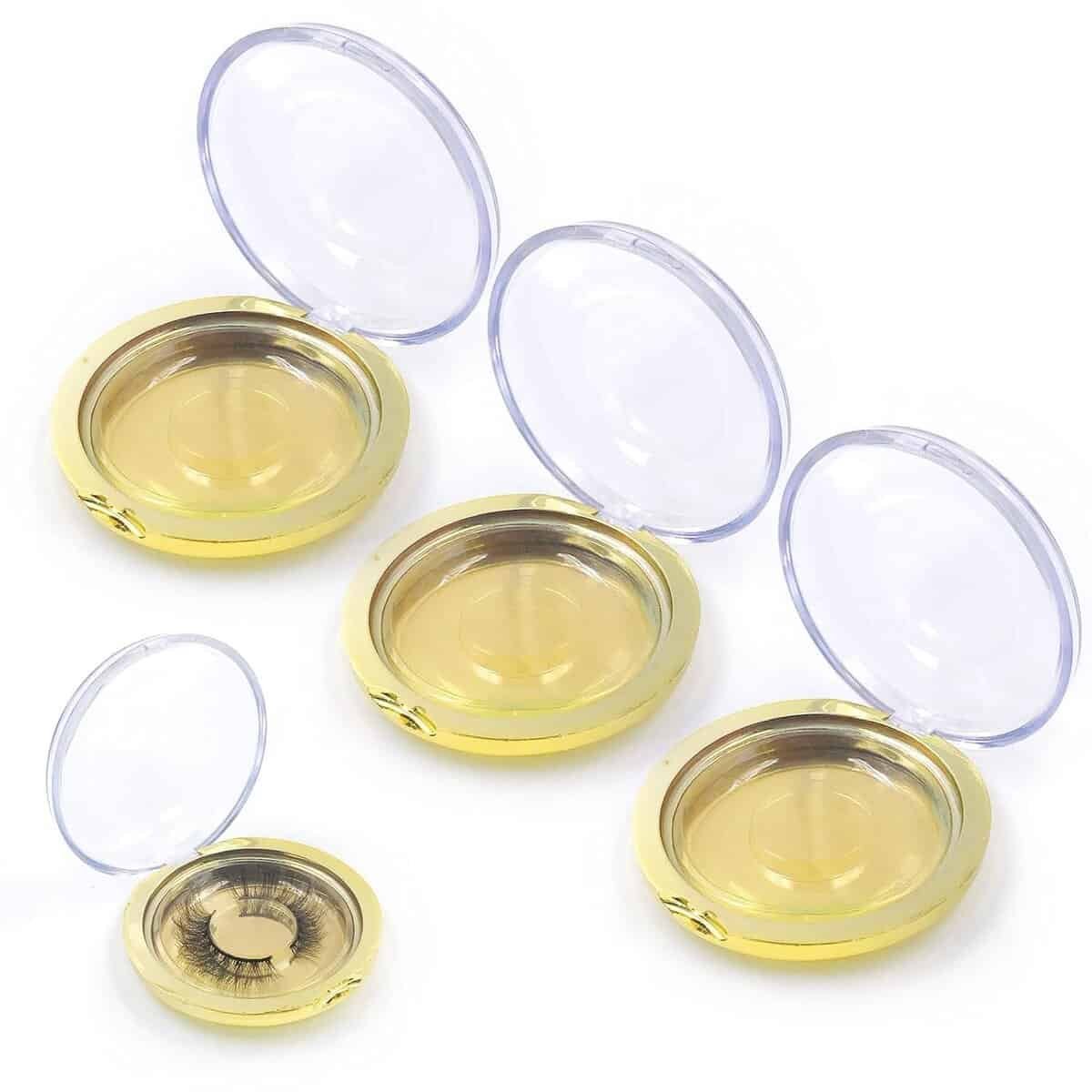 IFLOVEDEKD 10 Pack Eyelash Storage Case Holder, Empty Lash Case Eyelash Packaging Box Eyelash Storage Box Travel for for Ladies and Girls(Gold)